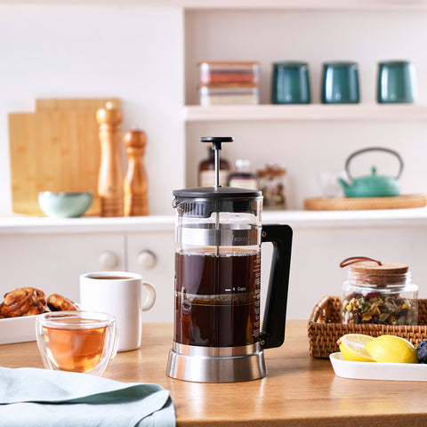 Karaca Cavira Borosilicate Glass French Press, 1000ml, Black Metal