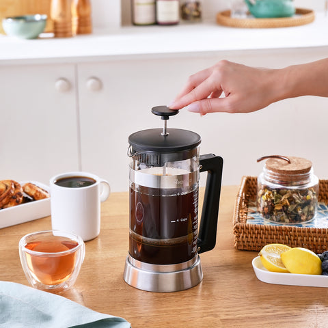 Karaca Cavira Borosilicate Glass French Press, 1000ml, Black Metal