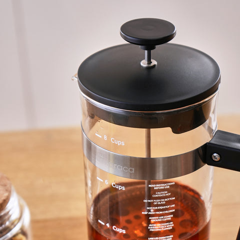 Karaca Cavira Borosilicate Glass French Press, 1000ml, Black Metal