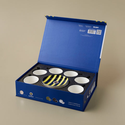 Karaca x Fenerbahçe 12-Piece Bone China Turkish Coffee Cup Set for 6 People, 80ml, Multi