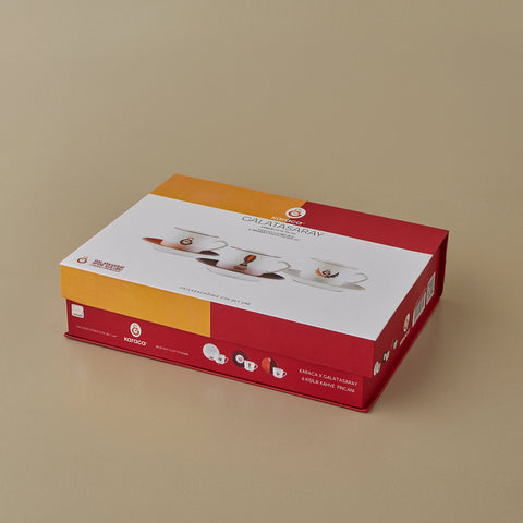 Karaca x Galatasaray 12-Piece Bone China Turkish Coffee Cup Set for 6 People, 80ml, Multi