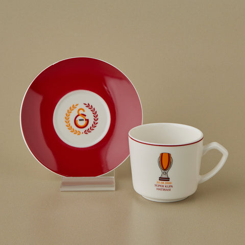 Karaca x Galatasaray 12-Piece Bone China Turkish Coffee Cup Set for 6 People, 80ml, Multi