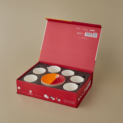 Karaca x Galatasaray 12-Piece Bone China Turkish Coffee Cup Set for 6 People, 80ml, Multi