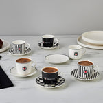 Karaca x Beşiktaş 12-Piece Bone China Turkish Coffee Cup Set for 6 People, 80ml, Multi