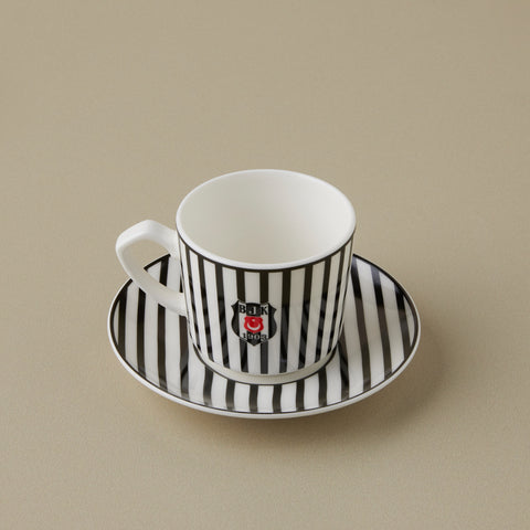 Karaca x Beşiktaş 12-Piece Bone China Turkish Coffee Cup Set for 6 People, 80ml, Multi