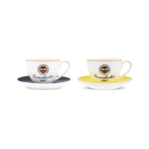 Karaca x Fenerbahçe 4-Piece Bone China Tea Cup and Saucer Set for 2 People, 220ml, Multi