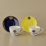 Karaca x Fenerbahçe 4-Piece Bone China Tea Cup and Saucer Set for 2 People, 220ml, Multi