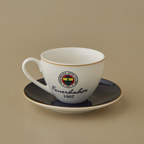 Karaca x Fenerbahçe 4-Piece Bone China Tea Cup and Saucer Set for 2 People, 220ml, Multi