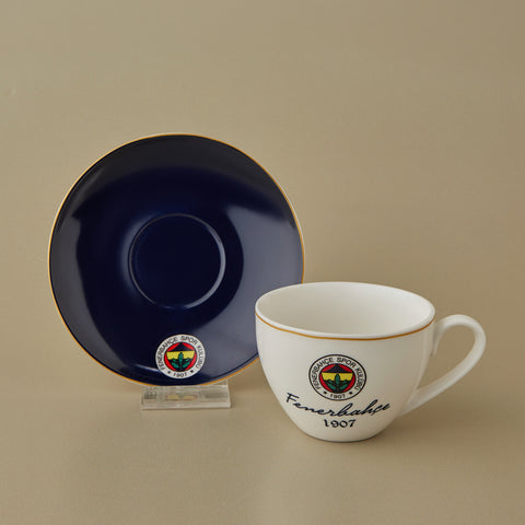 Karaca x Fenerbahçe 4-Piece Bone China Tea Cup and Saucer Set for 2 People, 220ml, Multi