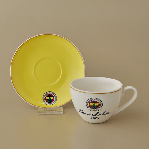 Karaca x Fenerbahçe 4-Piece Bone China Tea Cup and Saucer Set for 2 People, 220ml, Multi