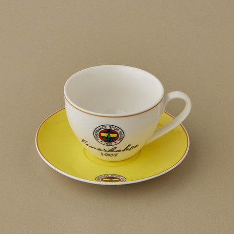 Karaca x Fenerbahçe 4-Piece Bone China Tea Cup and Saucer Set for 2 People, 220ml, Multi