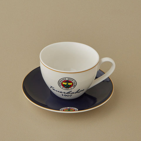 Karaca x Fenerbahçe 4-Piece Bone China Tea Cup and Saucer Set for 2 People, 220ml, Multi