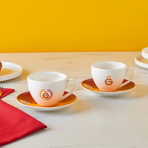 Karaca x Galatasaray 4-Piece Bone China Tea Cup and Saucer Set for 2 People, 220ml, Multi