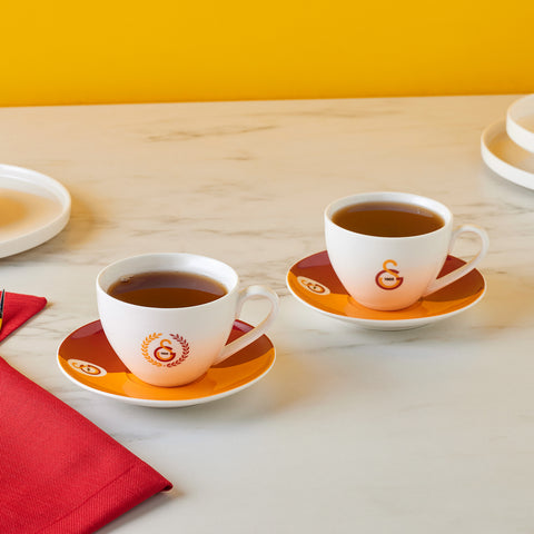 Karaca x Galatasaray 4-Piece Bone China Tea Cup and Saucer Set for 2 People, 220ml, Multi