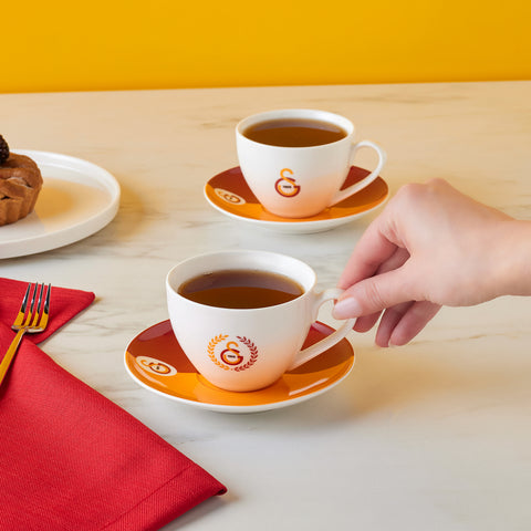 Karaca x Galatasaray 4-Piece Bone China Tea Cup and Saucer Set for 2 People, 220ml, Multi