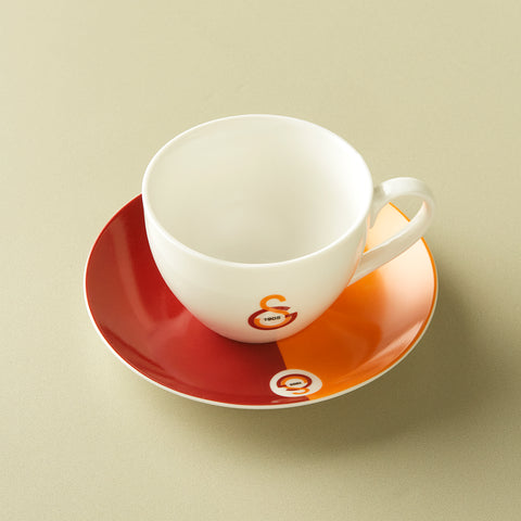 Karaca x Galatasaray 4-Piece Bone China Tea Cup and Saucer Set for 2 People, 220ml, Multi