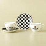 Karaca x Beşiktaş 4-Piece Bone China Tea Cup and Saucer Set for 2 People, 220ml, Multi