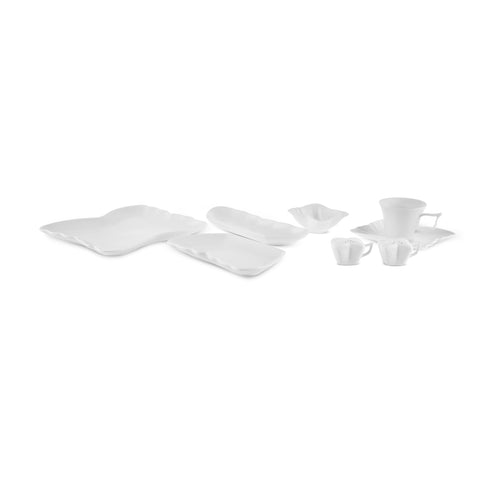 Karaca Stream Bone China Pieris 34-Piece Serveware Set for 6 People, White