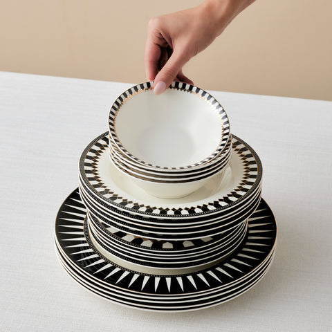 Karaca Elegance Bone China Helsinki 24-Piece Dinner Set for 6 People, Multi