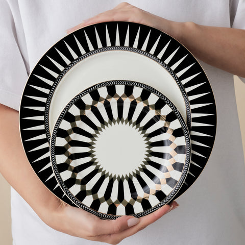 Karaca Elegance Bone China Helsinki 24-Piece Dinner Set for 6 People, Multi