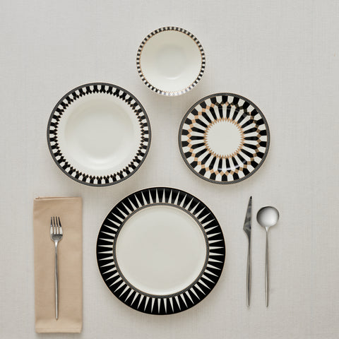 Karaca Elegance Bone China Helsinki 24-Piece Dinner Set for 6 People, Multi
