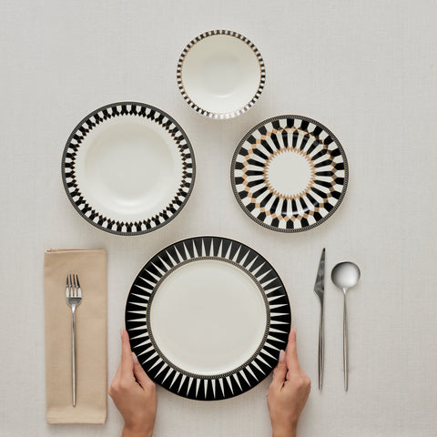 Karaca Elegance Bone China Helsinki 24-Piece Dinner Set for 6 People, Multi