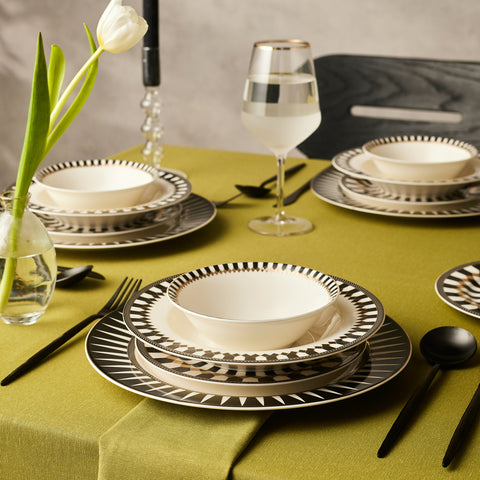 Karaca Elegance Bone China Helsinki 24-Piece Dinner Set for 6 People, Multi