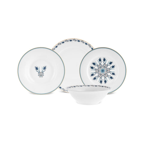Karaca Forever Bone China Iznik 24-Piece Dinner Set for 6 People, Multi