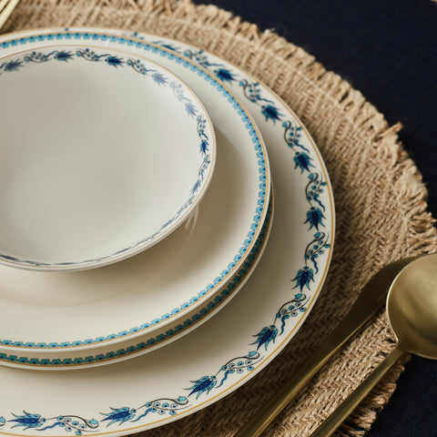 Karaca Forever Bone China Iznik 24-Piece Dinner Set for 6 People, Multi