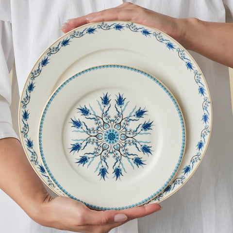 Karaca Forever Bone China Iznik 24-Piece Dinner Set for 6 People, Multi