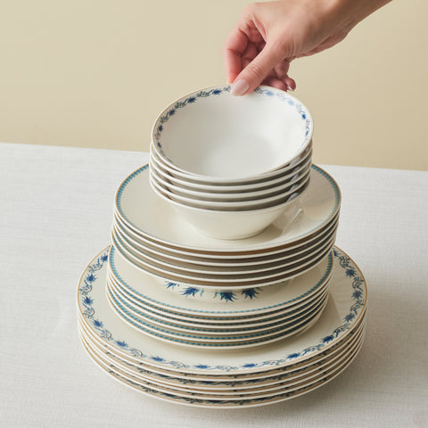 Karaca Forever Bone China Iznik 24-Piece Dinner Set for 6 People, Multi