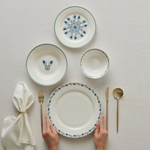 Karaca Forever Bone China Iznik 24-Piece Dinner Set for 6 People, Multi