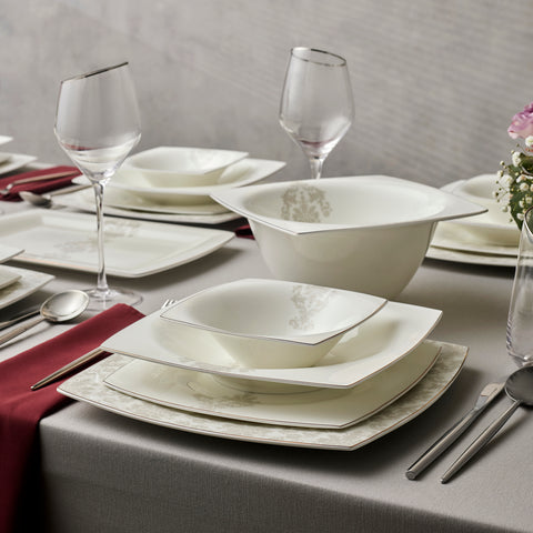 Karaca Fine Pearl Paris 58-Piece Dinner Set for 12 People, White