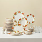 Karaca Elegance Bone China Montebello 60-Piece Dinner & Serveware Set for 8 People, Gold