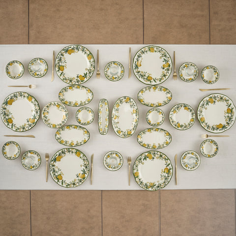 Karaca Limonelle 32-Piece Stoneware Serveware Set for 6 People, Yellow