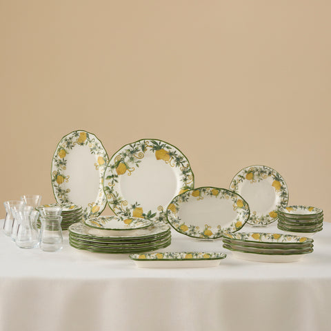 Karaca Limonelle 32-Piece Stoneware Serveware Set for 6 People, Yellow