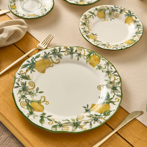 Karaca Limonelle 32-Piece Stoneware Serveware Set for 6 People, Yellow