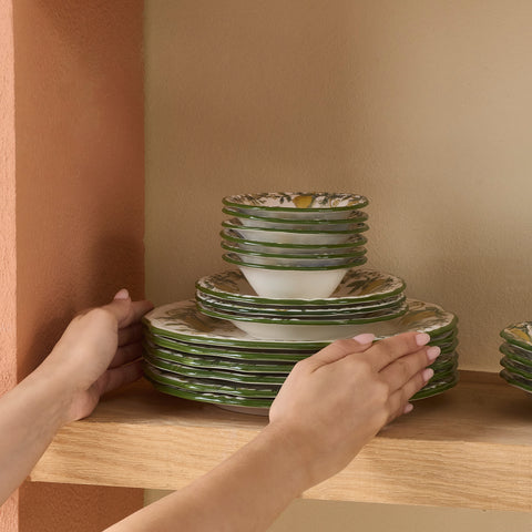 Karaca Limonelle 32-Piece Stoneware Serveware Set for 6 People, Yellow