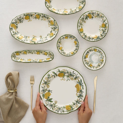 Karaca Limonelle 32-Piece Stoneware Serveware Set for 6 People, Yellow