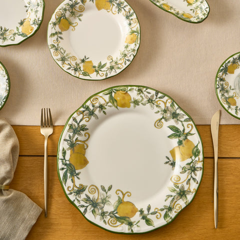 Karaca Limonelle 32-Piece Stoneware Serveware Set for 6 People, Yellow