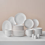 Karaca Stream Bone China Umbrella 53-Piece Dinner Set for 12 People, White