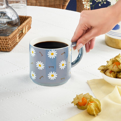 Karaca Daisy Lustre Porcelain Mug, 420ml, Navy