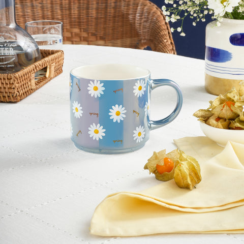 Karaca Daisy Lustre Porcelain Mug, 420ml, Navy