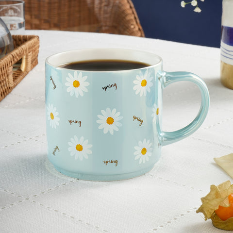 Karaca Daisy Lustre Porcelain Mug, 420ml, Blue