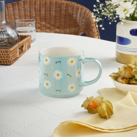 Karaca Daisy Lustre Porcelain Mug, 420ml, Blue