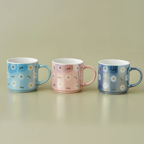 Karaca Daisy Lustre Porcelain Mug, 420ml, Pink