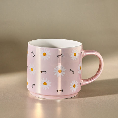 Karaca Daisy Lustre Porcelain Mug, 420ml, Pink