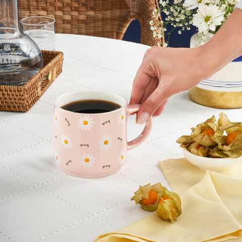 Karaca Daisy Lustre Porcelain Mug, 420ml, Pink