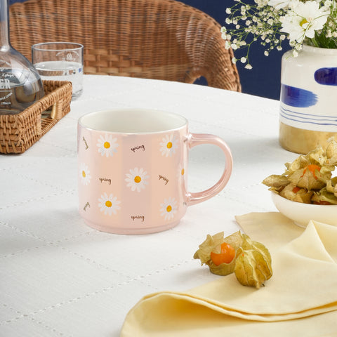 Karaca Daisy Lustre Porcelain Mug, 420ml, Pink