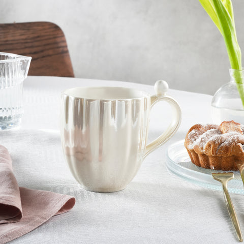 Karaca Shell Lustre Porcelain Mug, 380ml, White